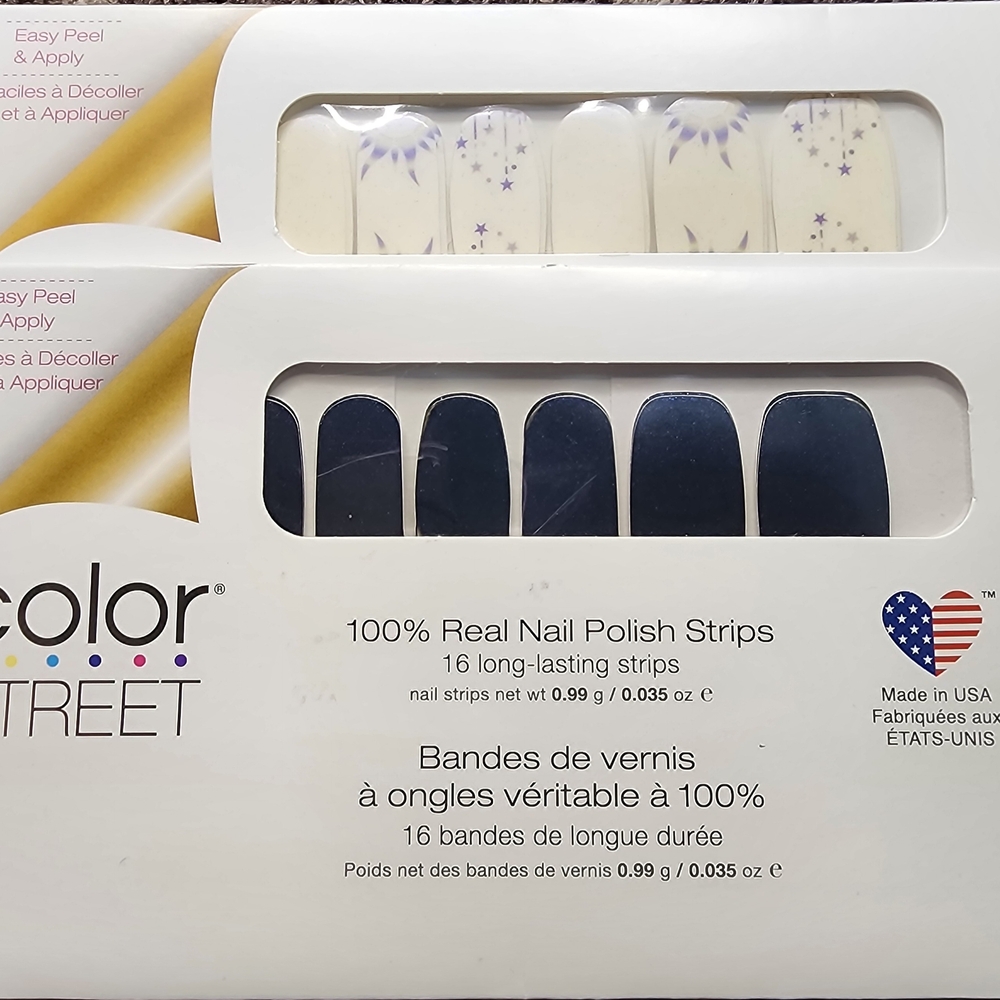 Color Street Nail Strips - Navy and Starry White